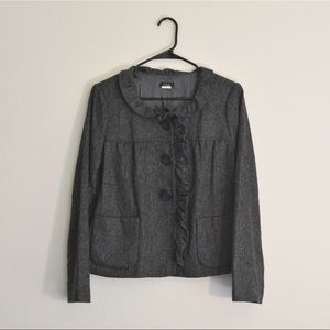 J. Crew Wool Herringbone Ruffle Blazer size 10